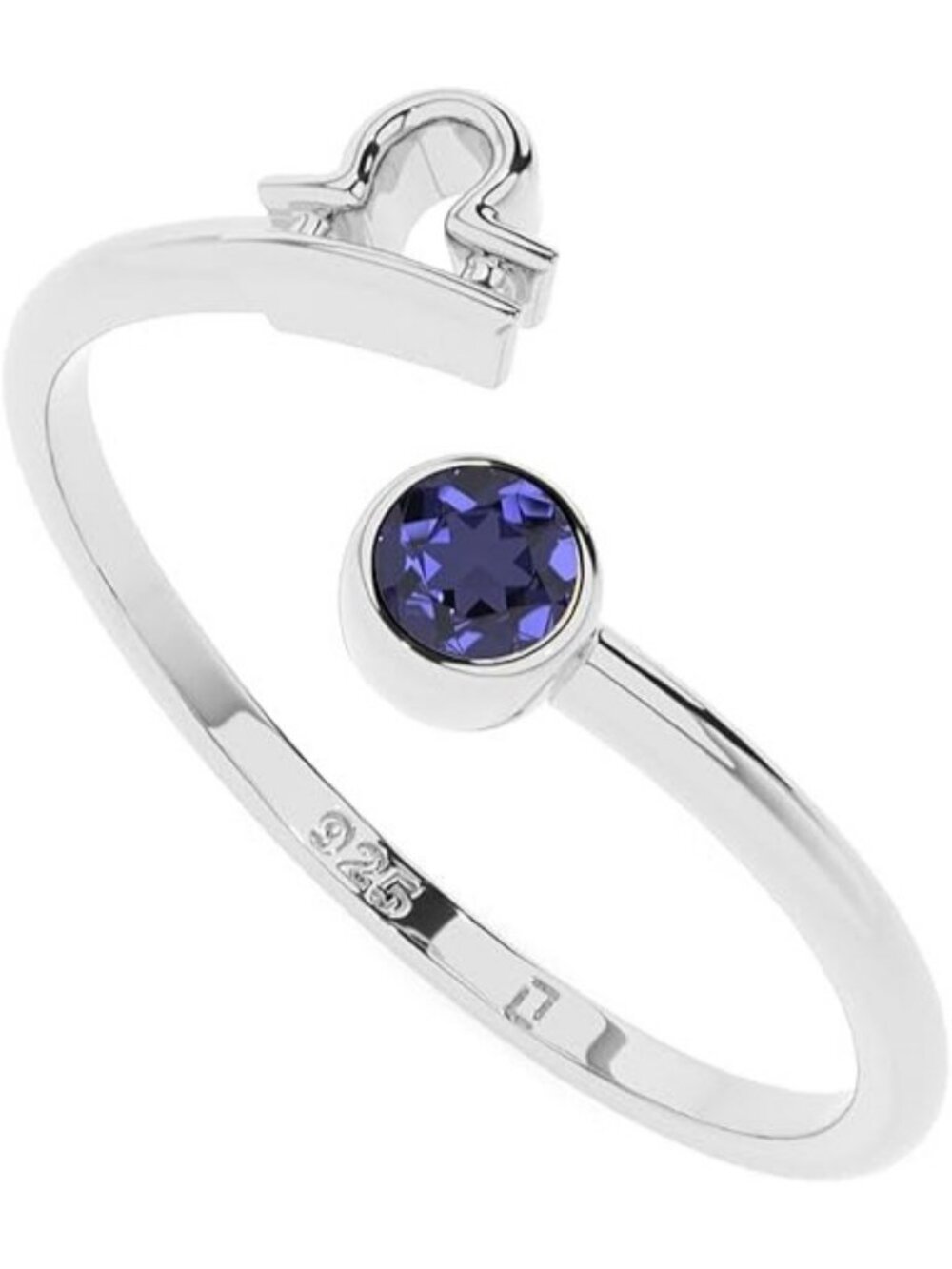 LIBRA Natural Gemstone with Zodiac Sign, Stackable Ring
